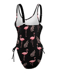 Flamingo-Women's-One-Piece-Swimsuit-Black-Prodcut-Side-View