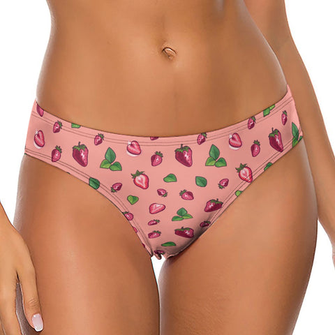 Strawberry-Women's-Thong-Coral-Model-Front-View