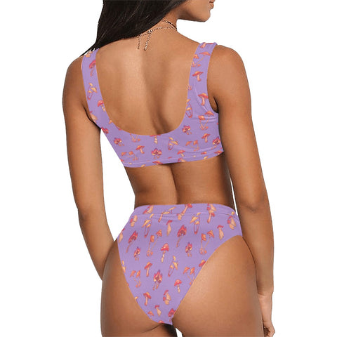 Mushroom-Womens-Bikini-Set-Light-Purple-Model-Back-View