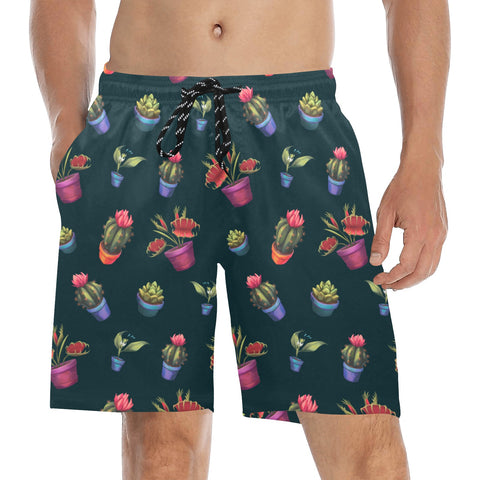 House-Plant-Mens-Swim-Trunks-Midngiht-Blue-Model-Front-View