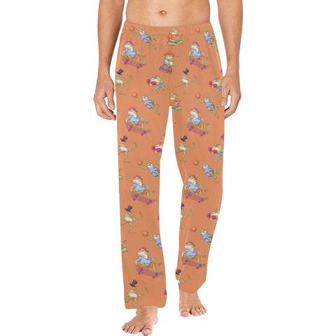 Frogs-in-Action-Mens-Pajama-Coral-Model-Front-View