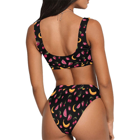 Fruit-Punch-Womens-Bikini-Set-Black-Model-Back-View