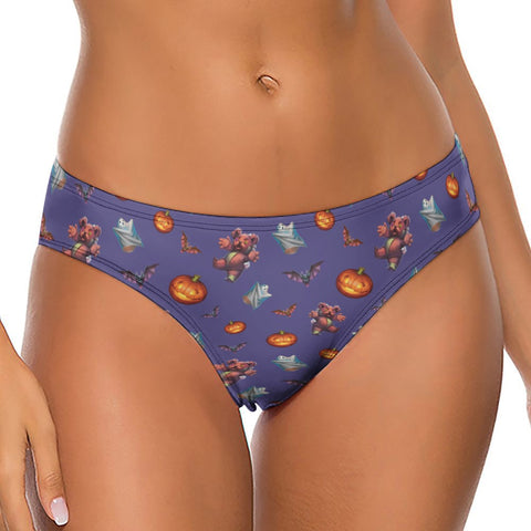 Halloween-Womens-Thong-Purple-Model-Front-View