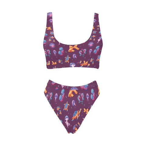 Sea-Life-Womens-Bikini-Set-Plum-Front-View