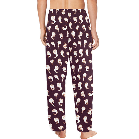 Retro-Ghost-Mens-Pajama-Dark-Purple-Model-Back-View