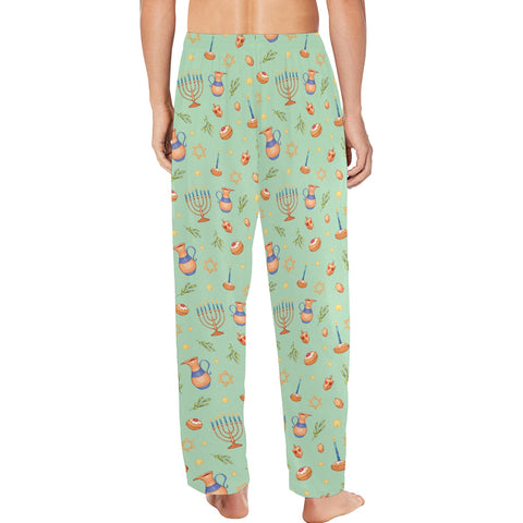 Hanukkah-Mens-Pajama-Pastel-Green-Model-Back-View