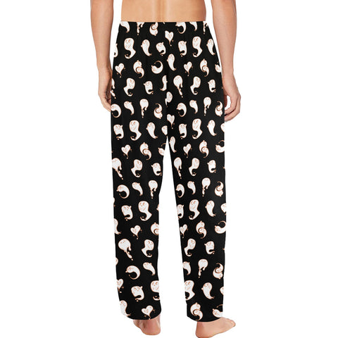Retro-Ghost-Mens-Pajama-Black-Model-Back-View