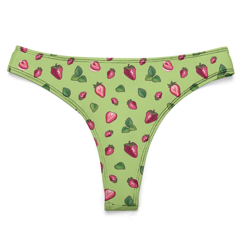 Strawberry-Women's-Thong-Lime-Green-Product-Front-View