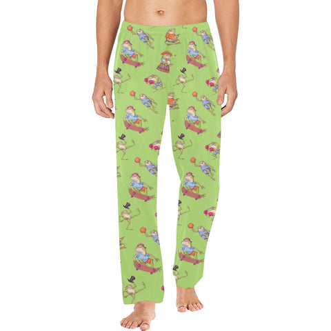 Frogs-in-Action-Mens-Pajama-Lime-Green-Model-Front-View