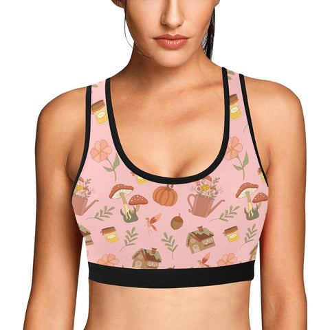 Cottage-Core-Womens-Bralette-Pink-Model-Front-View