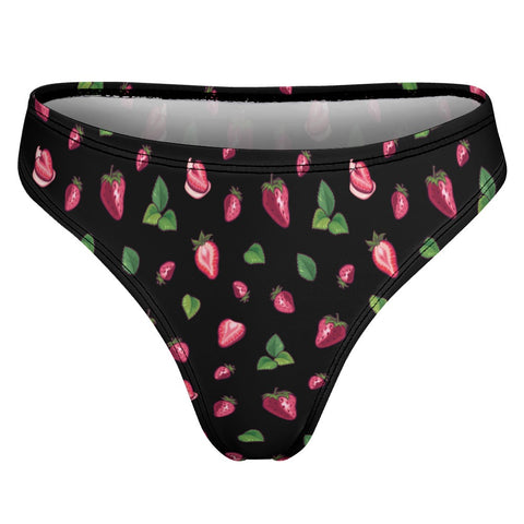 Strawberry-Women's-Thong-Black-Product-Back-View