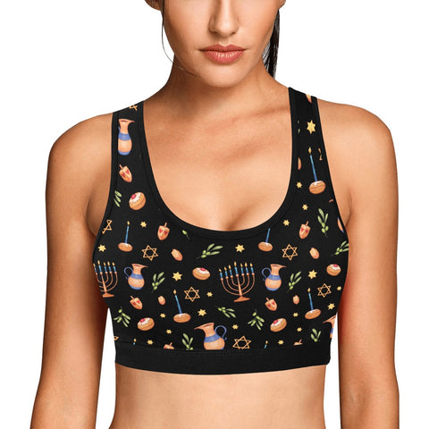 Hanukkah-Womens-Bralette-Black-Model-Front-View