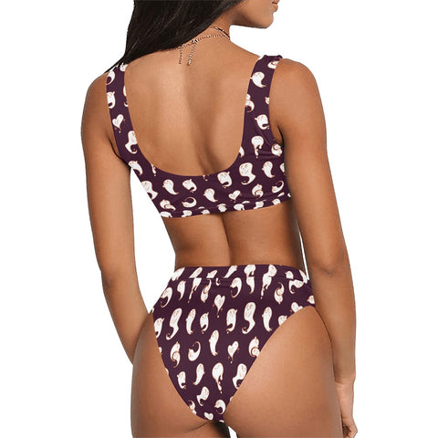 Retro-Ghost-Womens-Bikini-Set-Midnight-Purple-Model-Back-View