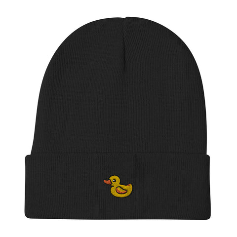 Rubber-Duck-Embroidered-Beanie-Black-Front-View