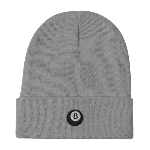 Magic-Eight-Ball-Embroidered-Beanie-Gray-Front-View