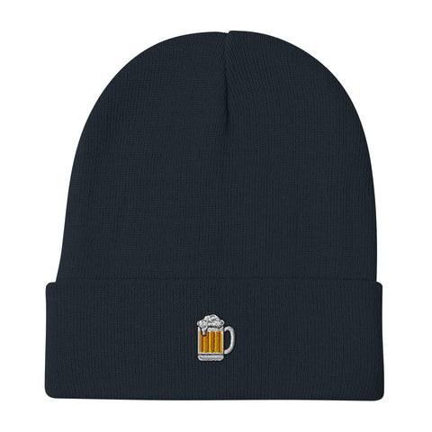 Beer-Mug-Embroidered-Beanie-Navy-Front-View