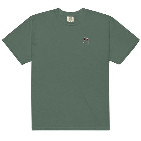 Wine-Embroidered-T-Shirt-Blue-Spruce-Front-View