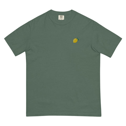 Lemon-Embroidered-T-Shirt-Blue-Sqruce-Front-View