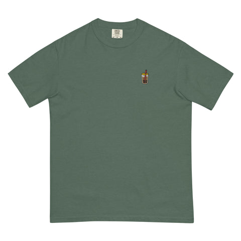 Bubble-Tea-Embroidered-T-Shirt-Blue-Spruce-Front-View