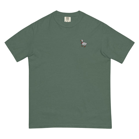 Waddling-Goose-Embroidered-T-Shirt-Blue-Spruce-Front-View