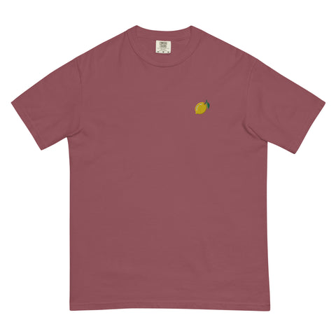 Lemon-Embroidered-T-Shirt-Brick-Front-View