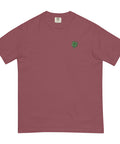 Four-Leaf-Clover-Embroidered-T-Shirt-Brick-Front-View