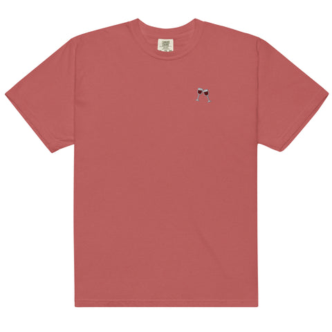 Wine-Embroidered-T-Shirt-Crimson-Front-View