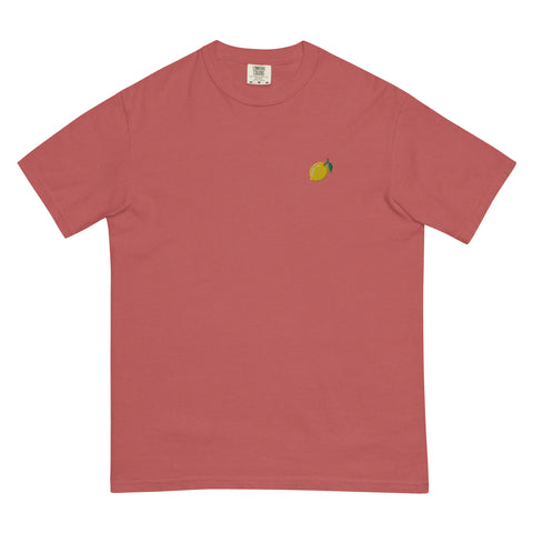 Lemon-Embroidered-T-Shirt-Crimson-Front-View