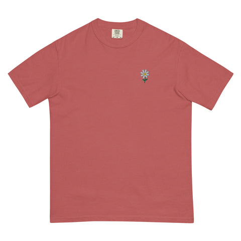 Daisy-Embroidered-T-Shirt-Crimson-Front-View