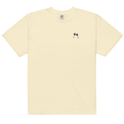 Wine-Embroidered-T-Shirt-Ivory-Front-View