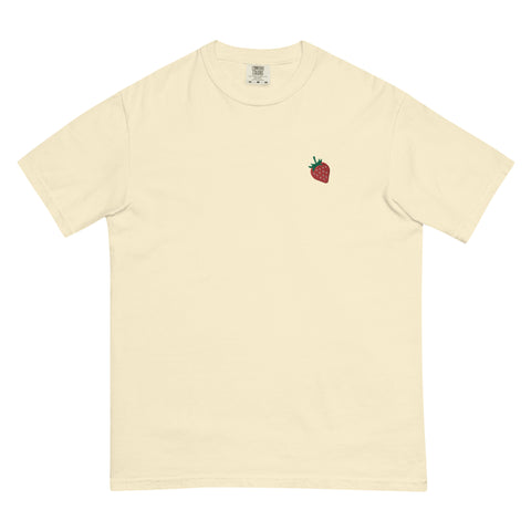 Strawberry-Embroidered-T-Shirt-Ivory-Front-View