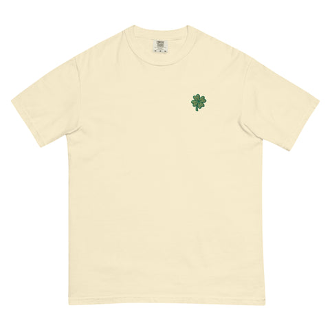 Four-Leaf-Clover-Embroidered-T-Shirt-Ivory-Front-View