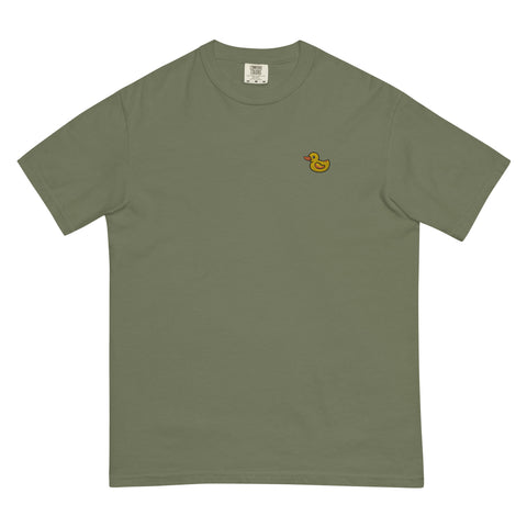 Rubber-Duck-Embroidered-T-Shirt-Moss-Front-View