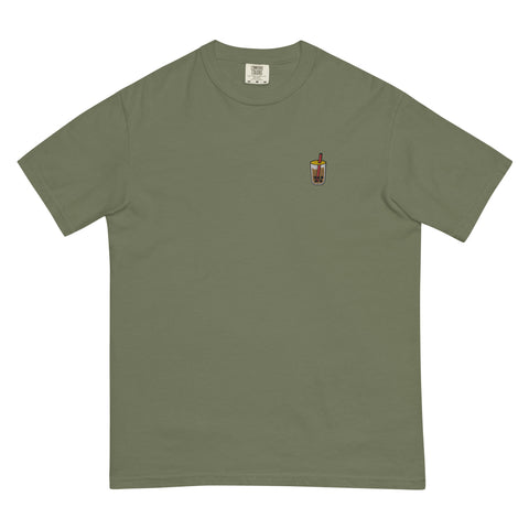 Bubble-Tea-Embroidered-T-Shirt-Moss-Front-View