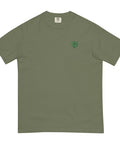 Four-Leaf-Clover-Embroidered-T-Shirt-Moss-Front-View