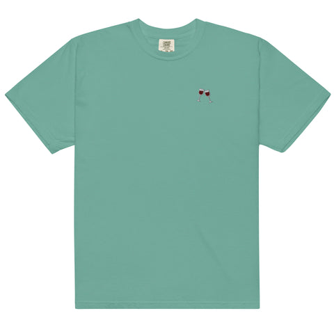Wine-Embroidered-T-Shirt-Seafoam-Front-View