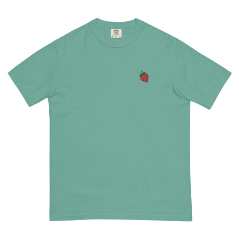 Strawberry-Embroidered-T-Shirt-Seafoam-Front-View