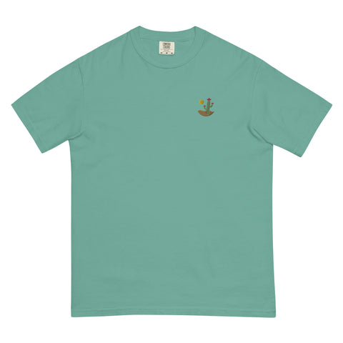 Desert-Cactus-Embroidered-T-shirt-Seafoam-Front-View