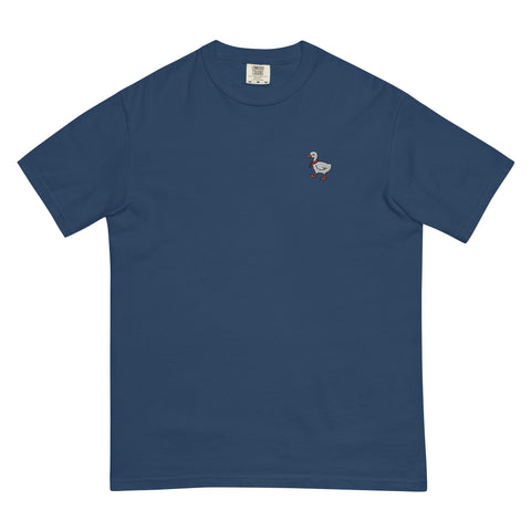 Waddling-Goose-Embroidered-T-Shirt-Navy-Front-View