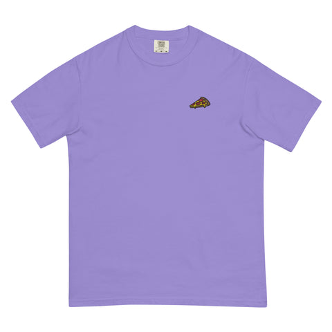 Pepperoni-Pizza-Embroidered-T-Shirt-Violet-Front-View