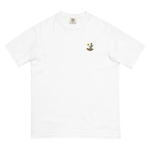 Desert-Cactus-Embroidered-T-shirt-White-Front-View