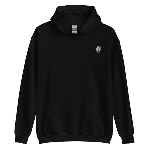 Daisy-Embroidered-Hoodies-Black-Front-View