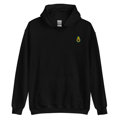 Avocado-Embroidered-Hoodies-Black-Front-View