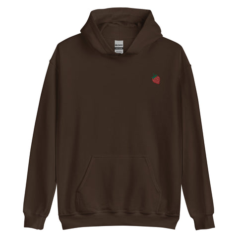 Strawberry-Embroidered-Hoodies-Dark-Chocolate-Front-View