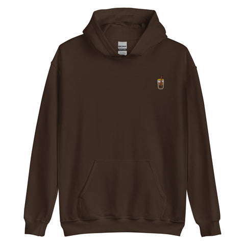 Bubble-Tea-Embroidered-Hoodies-Dark-Chocolate-Front-View
