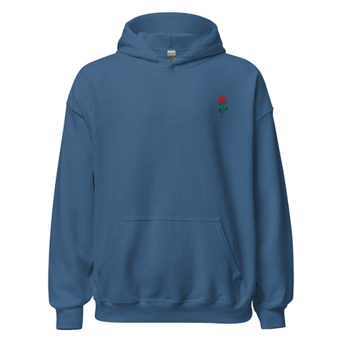Rose-Embroidered-Hoodies-Indigo-Blue-Front-View
