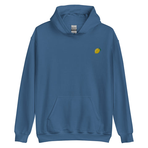 Lemon-Embroidered-Hoodies-Indigo-Blue-Front-View