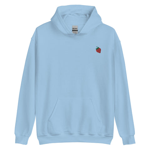 Strawberry-Embroidered-Hoodies-Light-Blue-Front-View