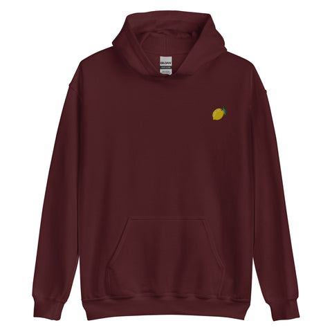 Lemon-Embroidered-Hoodies-Maroon-Front-View
