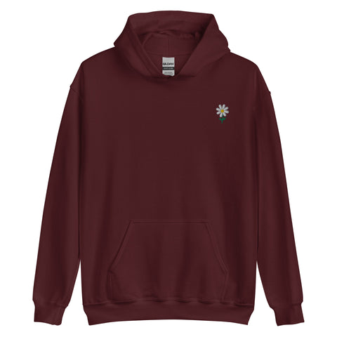 Daisy-Embroidered-Hoodies-Maroon-Front-View